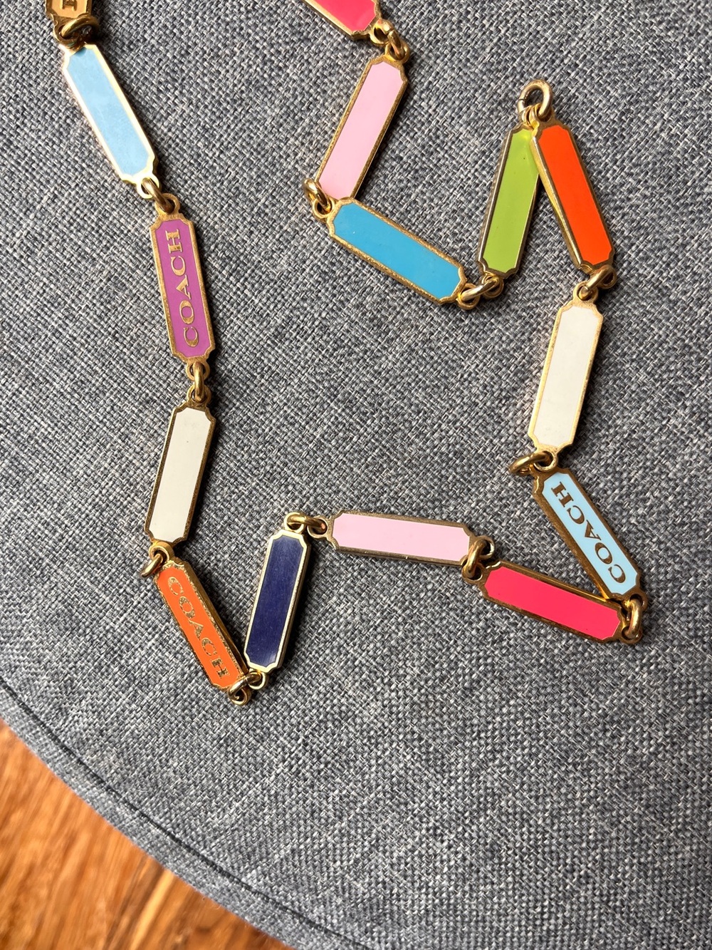 Coach Colorblock Enamel Link Necklace with Multicolor and Logo Links - Picture 4 of 10